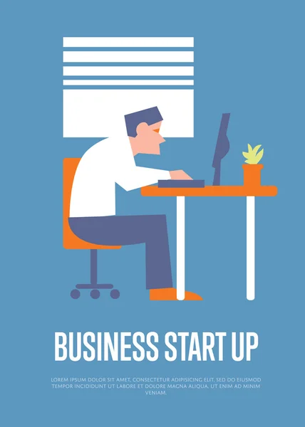 Business start banner met zakenman — Stockvector