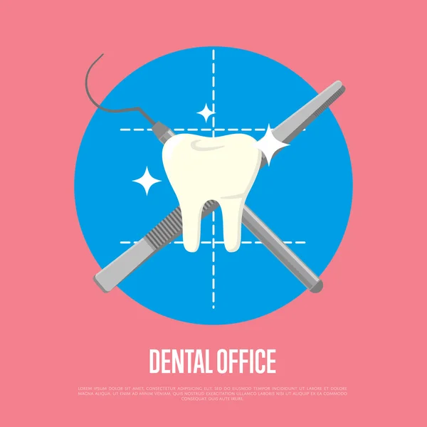 Banner de consultório odontológico com seringa e bisturi — Vetor de Stock