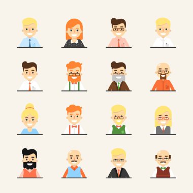 Gülümseyen karikatür insanlar Icons set