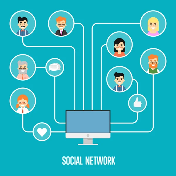 Banner in sozialen Netzwerken mit vernetzten Menschen — Stockvektor
