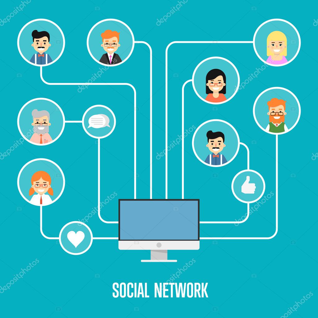 Social network banner with connected people Stock Vector by  ©studioworkstock 125118306, image size:1024x1024