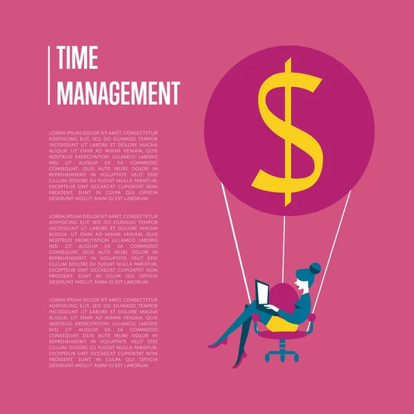 Time Management banner med flygande kvinna — Stock vektor