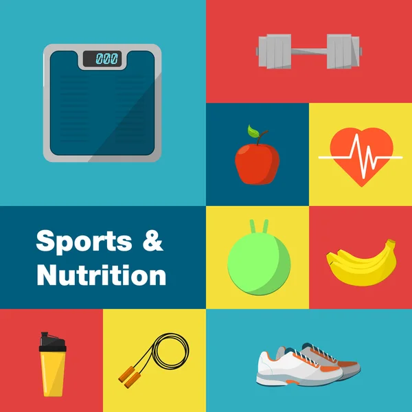 Ensemble d'icônes sportives et nutritionnelles — Image vectorielle