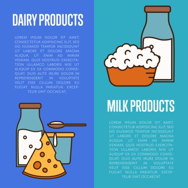 Süt ürünleri dikey el ilanları seti