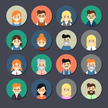 Gülümseyen karikatür insanlar Icons set