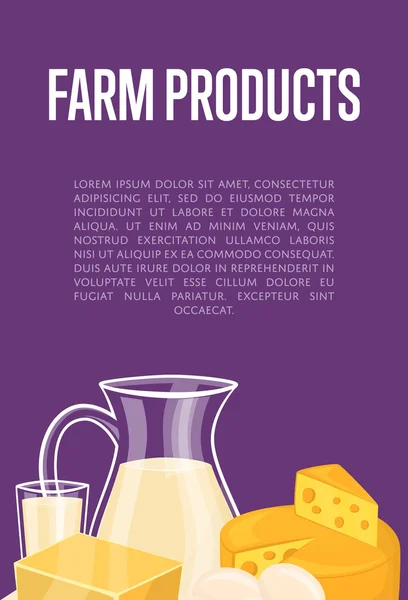 Banner de productos agrícolas con composición láctea — Vector de stock