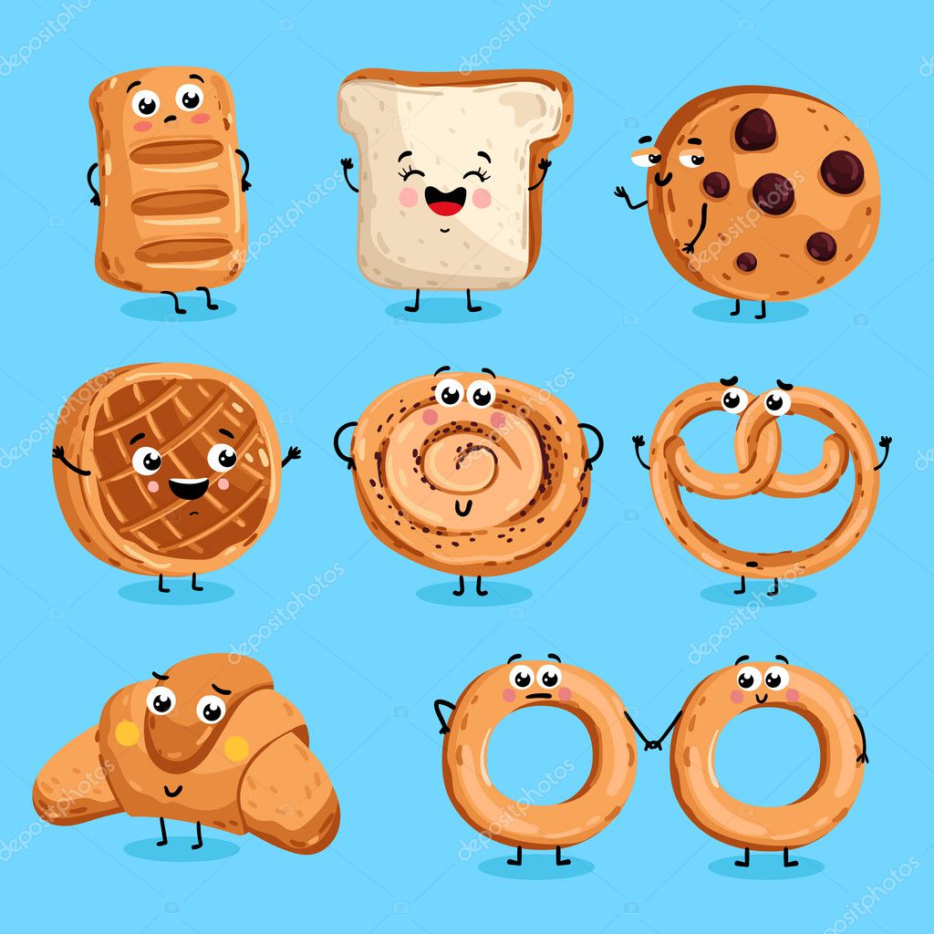 Funny bakery characters cartoon vector isolated Stock Vector Image by ©studioworkstock #126372810 Funny bakery characters cartoon vector isolated Stock Vector Image by ©studioworkstock #126372810