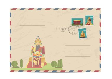 Tayvan pulları ile Vintage posta zarfı