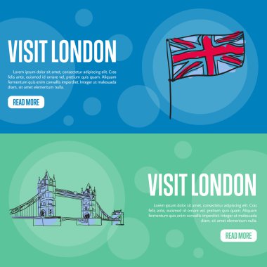 Londra Turistik Vektör Ağı Sancaklarını Ziyaret Et