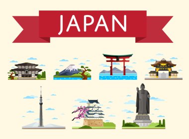 Japonya seyahat kavramı ünlü konumlar.