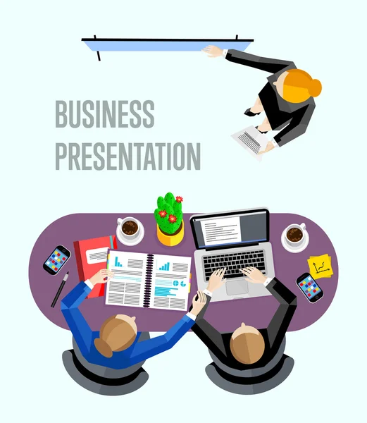 Bannière de présentation d'entreprise vue du dessus . — Image vectorielle