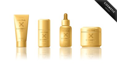 Gerçekçi şişe küme. Kozmetik markası şablonu