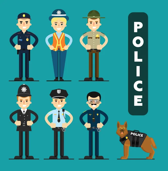 Set of policeman character — Stock Photo, Image