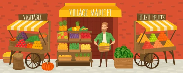 Αγορά αγροτών. Τοπικό αγρότη καταστηματάρχης. — Φωτογραφία Αρχείου