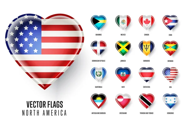 Raster bayrak simgesi ülkelerin Kuzey Amerika. — Stok fotoğraf