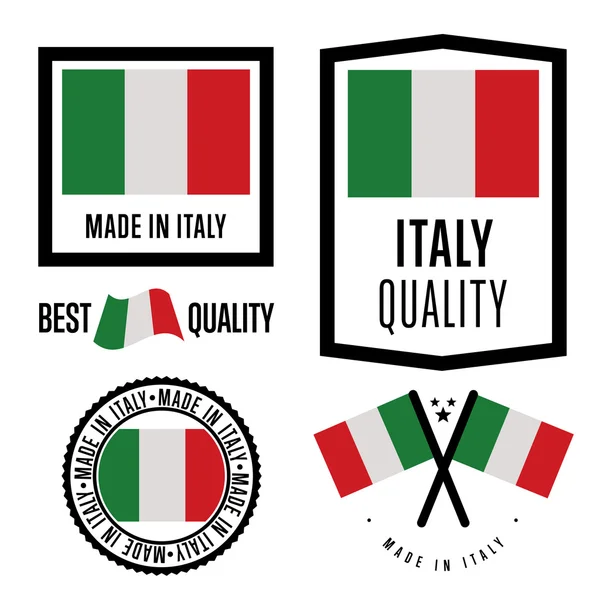 Gemaakt in Italië label set. Raster nationale vlag — Stockfoto