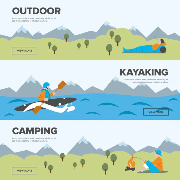 Aventura al aire libre. Kayak y camping . — Foto de Stock