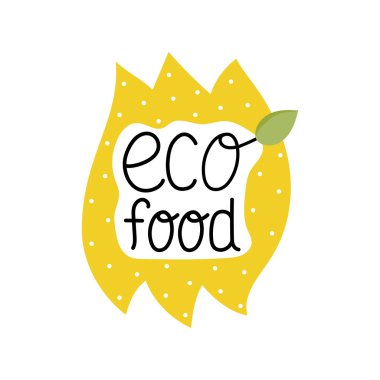 Organik gıda etiketi. Vegan yemek listesi ya da yemek için logo.