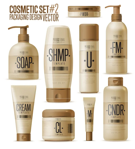 Kozmetik markası şablonu. Gerçekçi şişe seti.