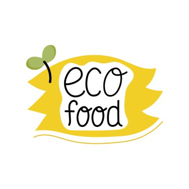 Organik gıda etiketi. Vegan yemek listesi ya da yemek için logo.