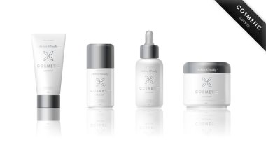 Gerçekçi şişe küme. Kozmetik markası şablonu