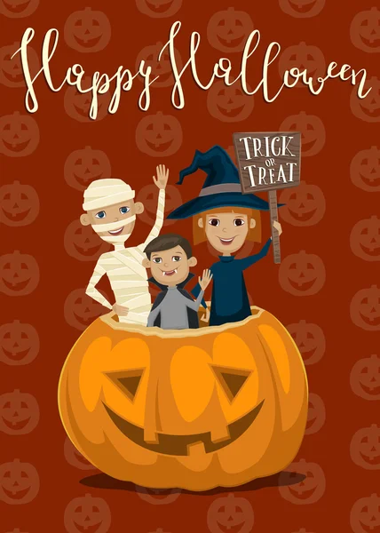 Projekt plakatu Halloween party z dziećmi — Wektor stockowy