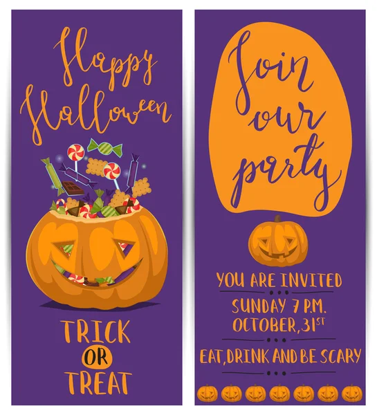 Halloween Party flyers met enge pompoen — Stockvector