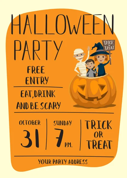 Halloween Party poster ontwerp met kinderen — Stockvector