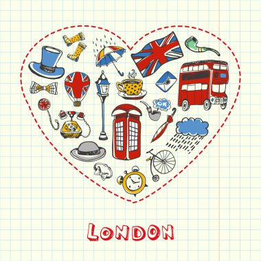 Londra çizilmiş kalem karalamalar vektör toplama