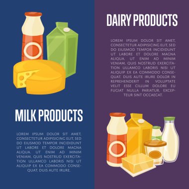 Metin için yer ile süt ve süt ürünleri dikey el ilanları