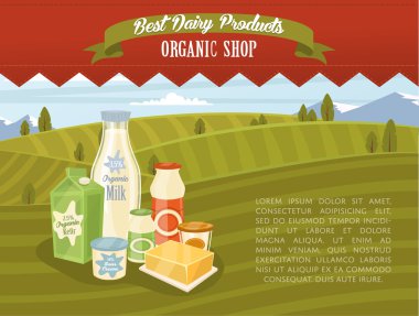 Kırsal peyzaj ile Organik dükkan afiş