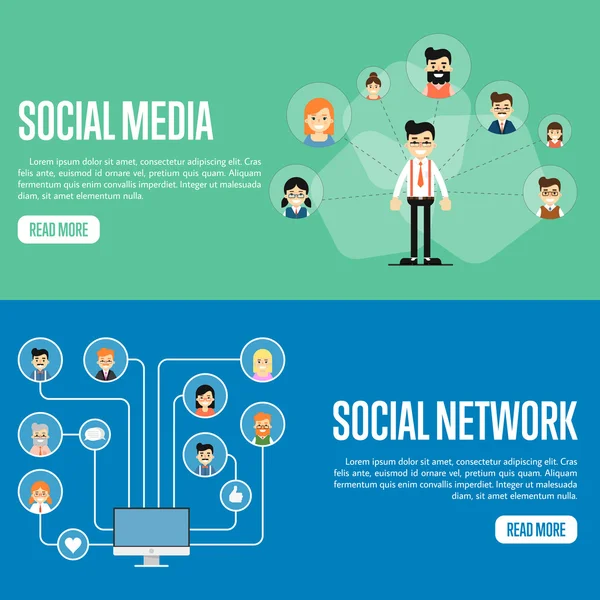 Modèles de site Web de réseaux de médias sociaux — Image vectorielle