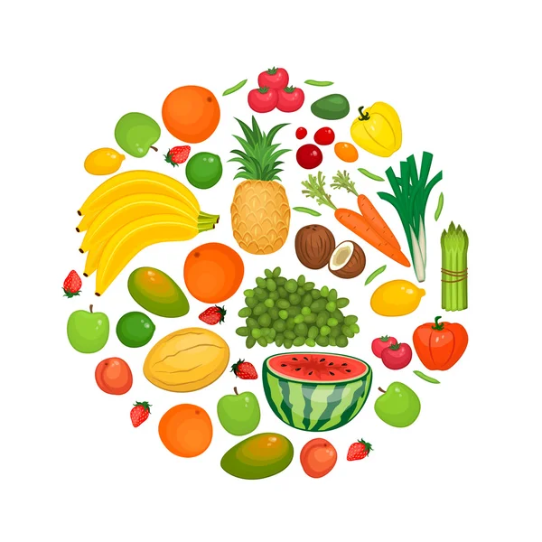 Meyve ve sebze düz vektörler koleksiyonu