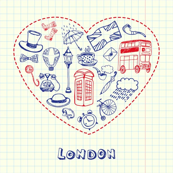 Londra çizilmiş kalem karalamalar vektör toplama