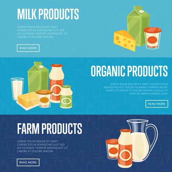 Шаблоны: Сельское хозяйство, молоко и органические продукты — стоковый вектор