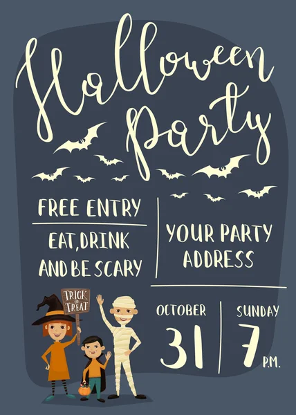 Halloween party banner design with kids — Stock Vector