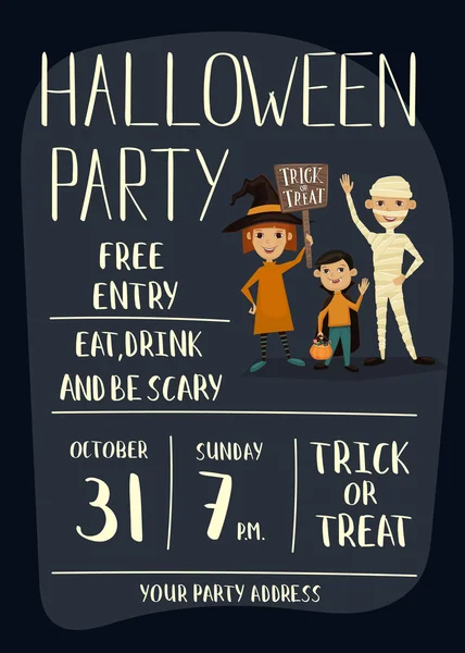 Halloween-fest affisch design med barn — Stock vektor