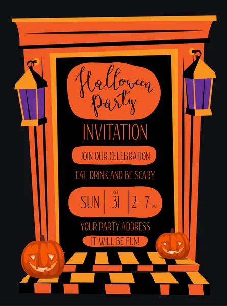 Halloween fest inbjudan med dörröppning — Stock vektor