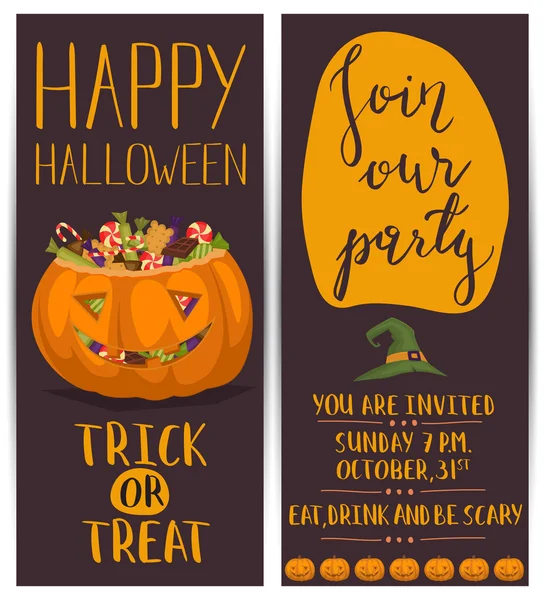 Halloween Party flyers met enge pompoen — Stockvector