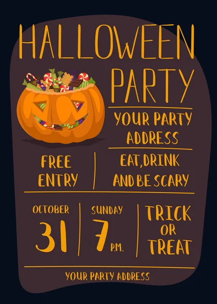 Cadılar Bayramı partisi davetiyesi korkutucu kabak ile