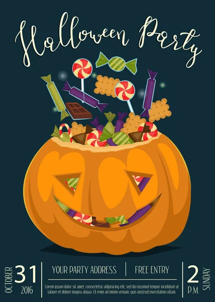 Banner Halloween party z przerażającym dyni — Wektor stockowy
