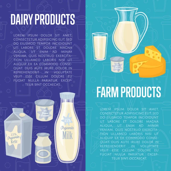 Dairy products vector poster template Stock Vector Image by