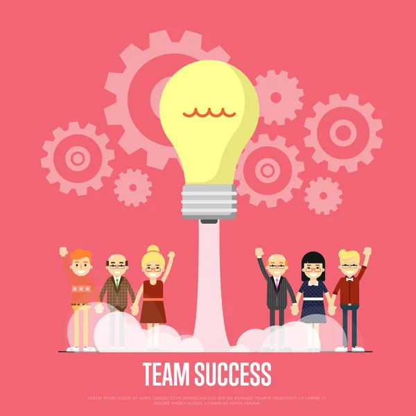 Team success banner with business peole — Stock Vector