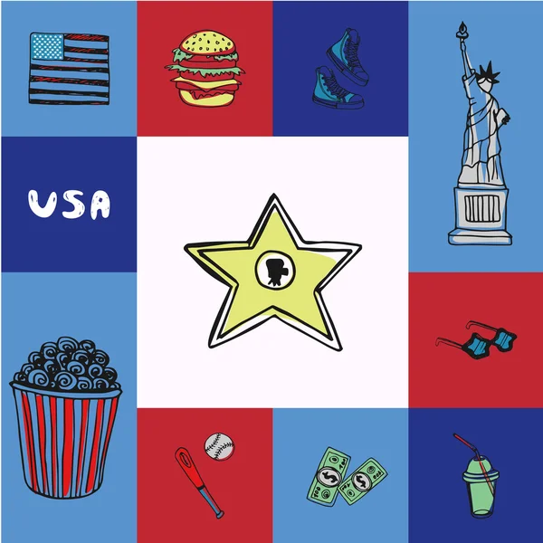 Concept vectoriel carré USA avec caniches — Image vectorielle