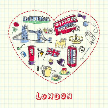 Londra çizilmiş kalem karalamalar vektör toplama