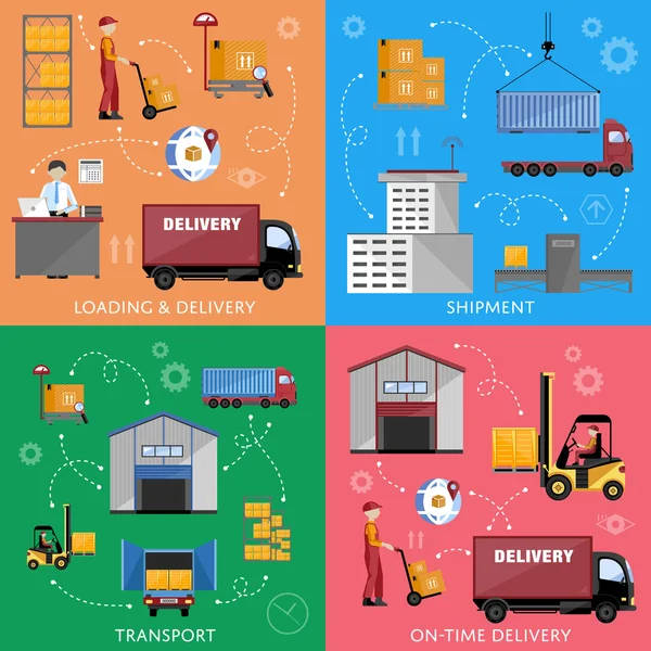 Processo logístico infográficos ilustração vetorial — Vetor de Stock