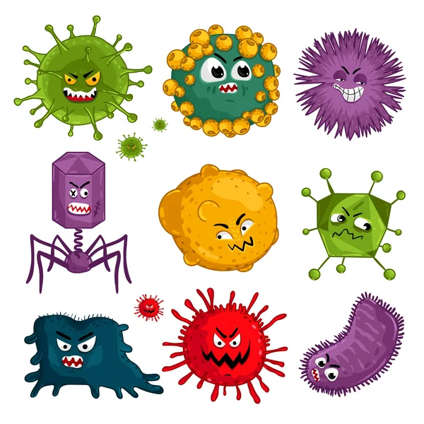 Karikatür virüs karakter izole vektör — Stok Vektör
