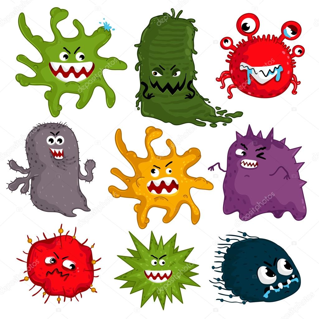 Cartoon viruses characters isolated vector