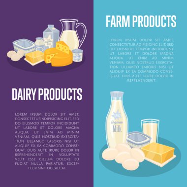 Metin için yer ile süt ve süt ürünleri dikey el ilanları