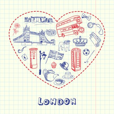 Londra çizilmiş kalem karalamalar vektör toplama
